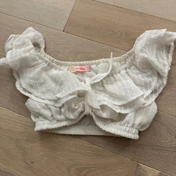 Lillie & Mia Tops - White Off The Shoulder Crop Top